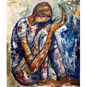 Shazly Khan, A whispered dua in complete submission-01-, 30 x 36 Inch, Acrylic on Canvas, Figurative Paintings, AC-SZK-149